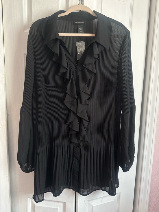 Lane Bryant Tops - Lane Bryant sheer ruffle long sleeve blouse women’s 22/24 new with tags